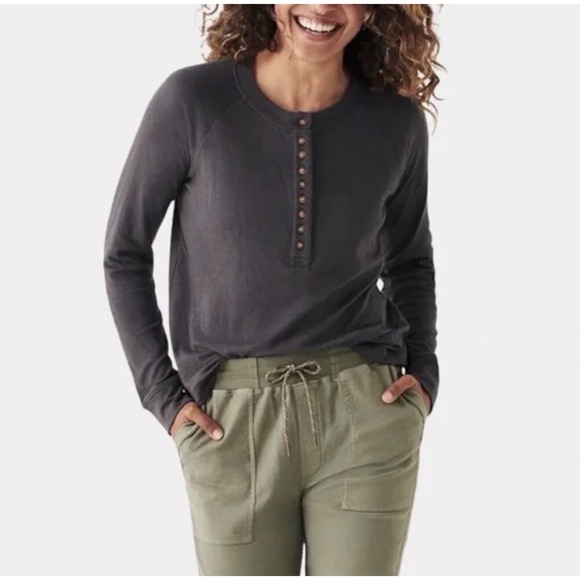 Faherty Tops - Faherty Cloud Henley Washed Black Medium NWT MSRP $98